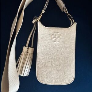 Tory Burch Cream Crossbody Bag with Tassel